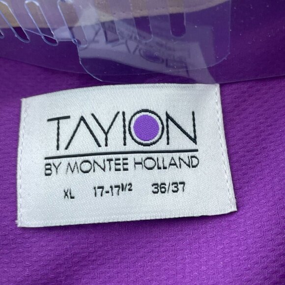 Tayion Purple Dress Shirt With Gold XL 17-17.5 36/37 Button-Up Mens  NWT 5419 - Picture 3 of 7